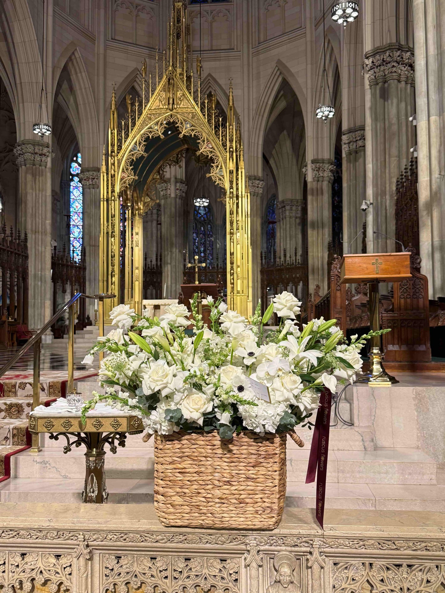 Luxury flower basket with French roses, hydrangeas, orchids and calla lilies