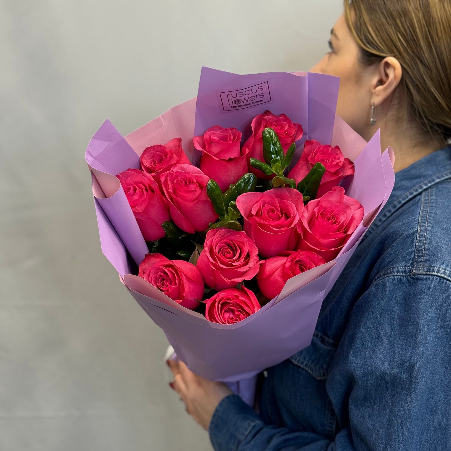 Hot pink roses in full bloom