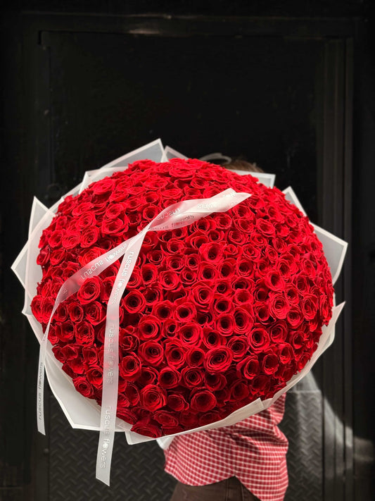 Huge bouquet of 300 red roses
