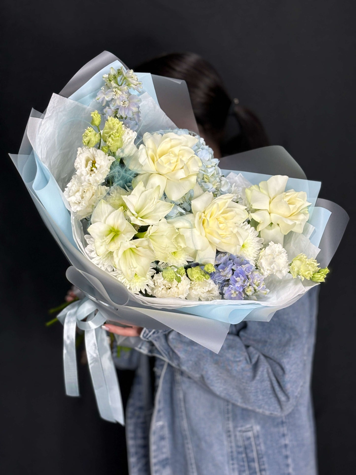 White bouquet of exotic flowers