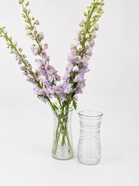 Clear textured glass vase for fresh flower bouquets
