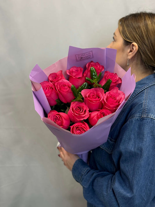 Hot pink roses in full bloom