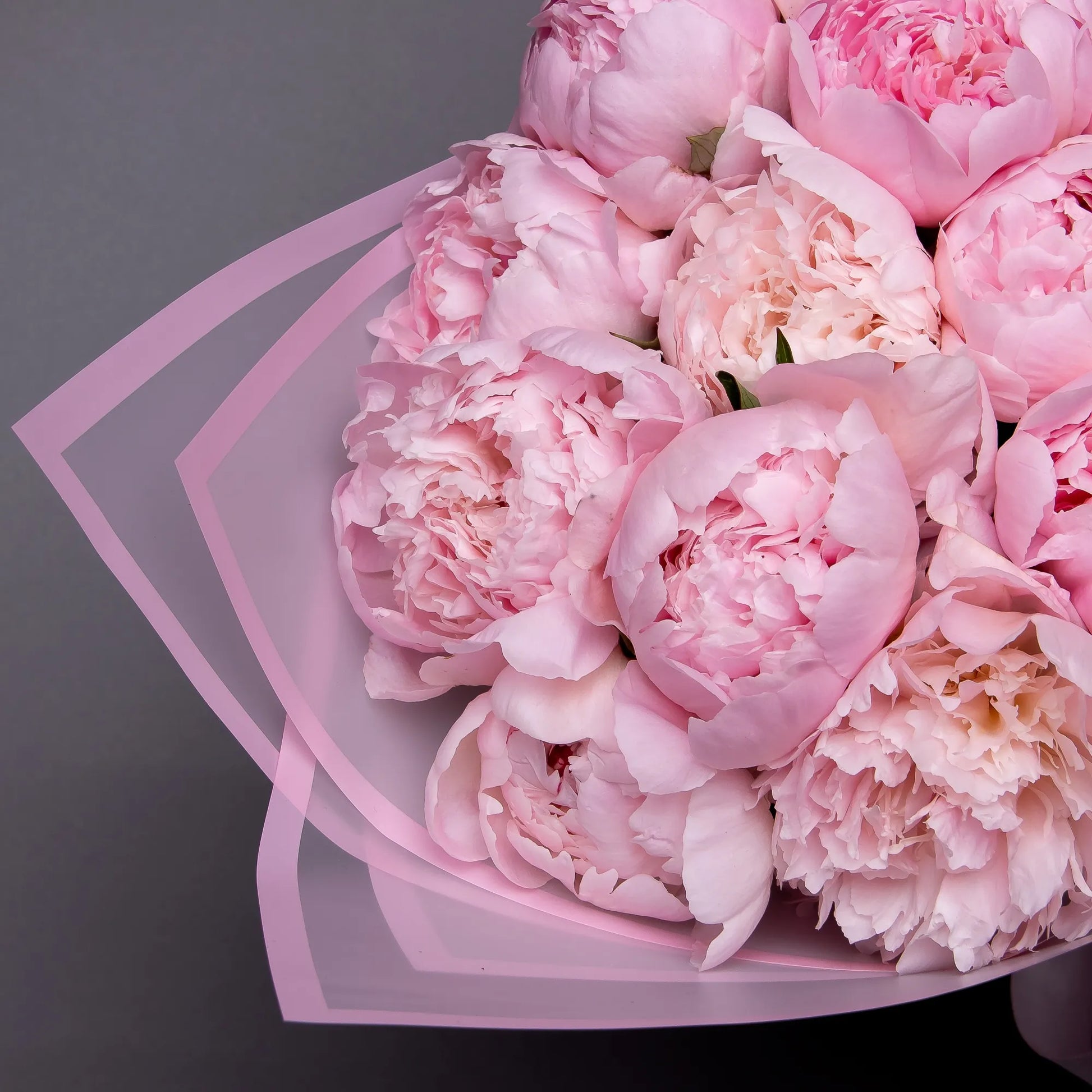 Close-up of pink peonies in lush romantic bouquet
